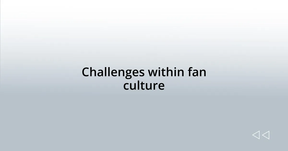 Challenges within fan culture