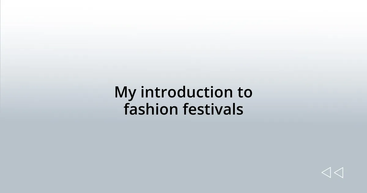 My introduction to fashion festivals