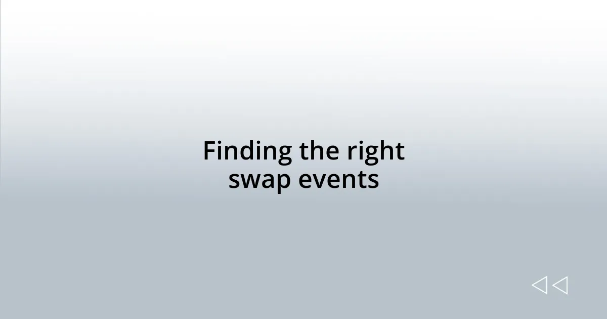 Finding the right swap events