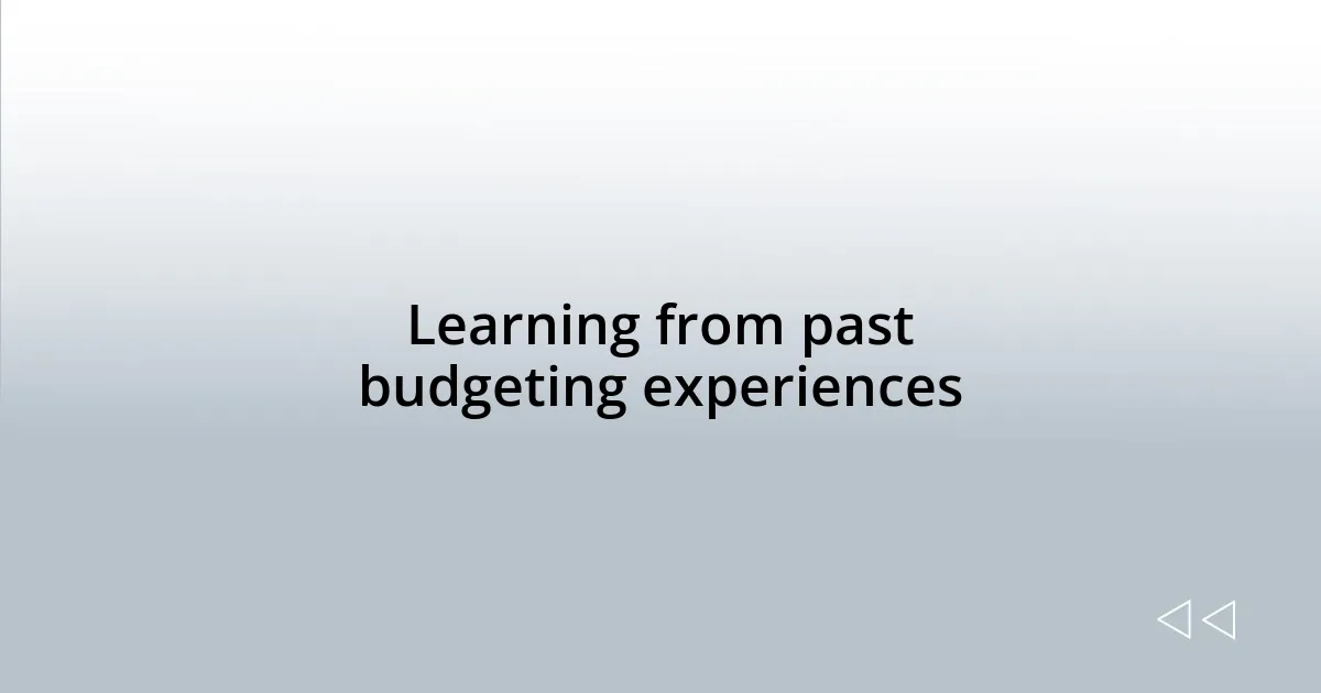 Learning from past budgeting experiences